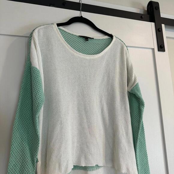 GENERATION LOVE Green and Cream Open Knit Sweater Size XS/S - Picture 2 of 7